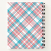 Preppy Blauw en Roze Plaid Compositie Notitieboek (Achterkant)