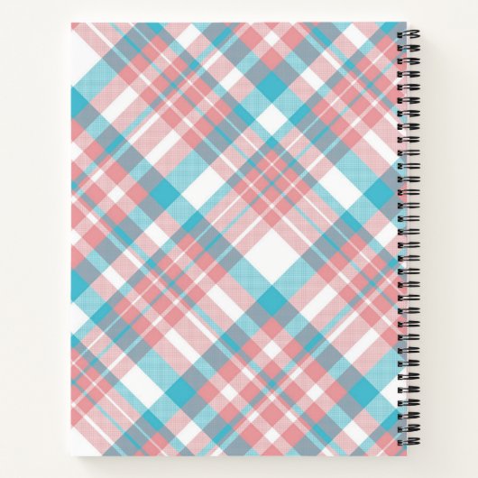 Preppy Blauw en Roze Plaid Compositie Notitieboek (Achterkant)