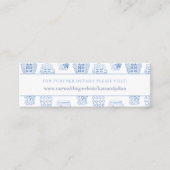 Preppy blauw en wit bruiloft website invoegen Kaar Mini Visitekaartje (Voorkant)