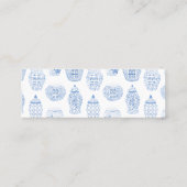 Preppy blauw en wit bruiloft website invoegen Kaar Mini Visitekaartje (Achterkant)