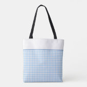 Preppy blauw en wit geruit met strik tote bag (Achterkant)