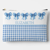 Preppy blauw en wit gingham en boog etui (Voorkant)