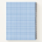 Preppy blauw en wit gingham en boog notitieboek (Achterkant)