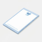 Preppy blauw en wit gingham en boog post-it® notes (Schuin)