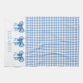 Preppy blauw en wit gingham en boog theedoek (Horizontaal)
