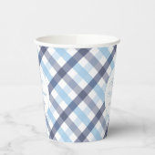 Preppy Blauw en Wit Plaid Baby shower Party Papieren Bekers (Links)