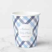 Preppy Blauw en Wit Plaid Baby shower Party Papieren Bekers (Voorkant)