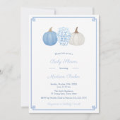 Preppy blauw en wit pompoen herfst Baby shower Kaart (Voorkant)