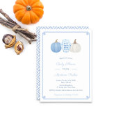 Preppy blauw en wit pompoen herfst Baby shower Kaart
