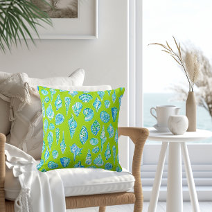Preppy Blauw en Witte Schelpen / Kust Lime Kussen