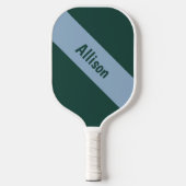 Preppy Blauw op Groene Pickleball Paddle met Naam (Voorkant)