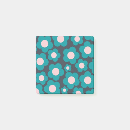 Preppy Blauw Roze Hippie Bloem Patroon Post-it Nie Post-it® Notes (Voorkant)