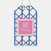 Preppy Blauw Trellis Bamboe Patroon Aangepast Cadeaulabel (Voorkant)