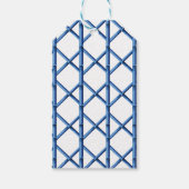 Preppy Blauw Trellis Bamboe Patroon Aangepast Cadeaulabel (Achterkant)