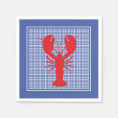 Preppy Blauw Wit Geruit Rode Kreeft BBQ Picknick  Servet (Voorkant)