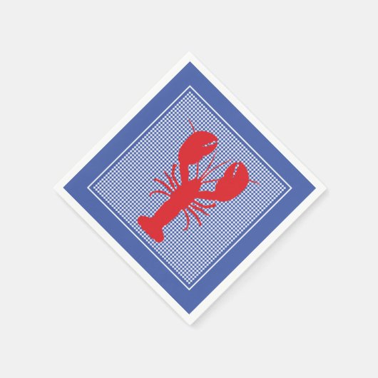 Preppy Blauw Wit Geruit Rode Kreeft BBQ Picknick  Servet (Hoek)