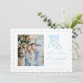 Preppy Blauwe Aquarel Strikken Kousen Feestdagenkaart (Staand voorkant)