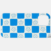 Preppy Blauwe Bloem Geruite Patroon Case-Mate iPhone Case (Achterkant (horizontaal))