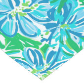 Preppy Blauwe Bloemen Korte Tafelloper (Hoek)