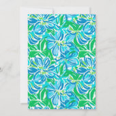 Preppy Blauwe Bloemen Monogram Kaart (Achterkant)