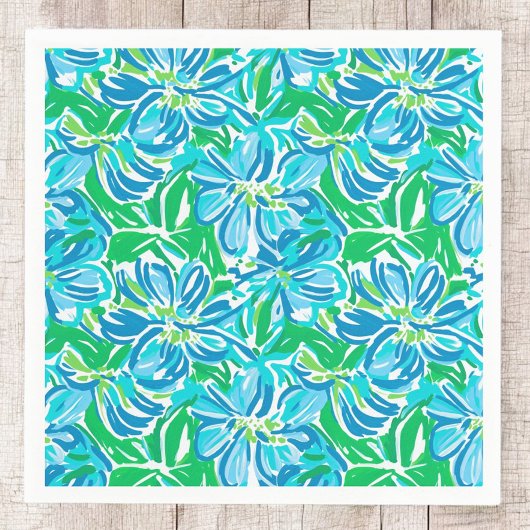 Preppy Blauwe Bloemen Servet