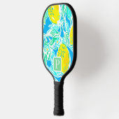 Preppy Blauwe Citroen Initiële Pickleball Paddle (Links)