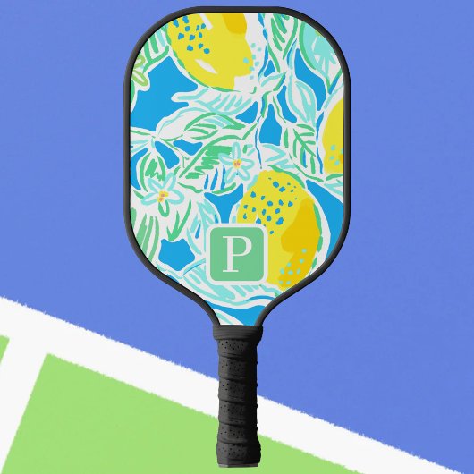 Preppy Blauwe Citroen Initiële Pickleball Paddle