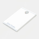 Preppy Blauwe en Gele Geruite Scallop Schelp Post-it® Notes (Schuin)