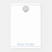 Preppy Blauwe en Gele Geruite Scallop Schelp Post-it® Notes (Voorkant)