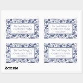 Preppy Blauwe en Grijze Bloemplaten Rechthoekige Sticker (Vel)
