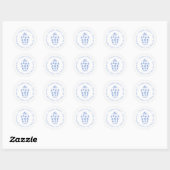 Preppy blauwe en witte gemberpot retouradres ronde sticker (Vel)