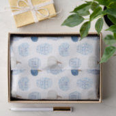 Preppy Blauwe en Witte Pompoenen Ginger Jars Herfs Tissuepapier (Geschenk)