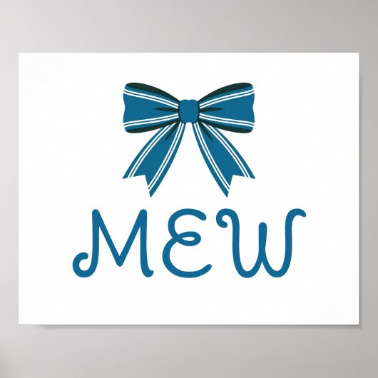 Preppy blauwe en witte strik monogram poster (Voorkant)