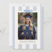 Preppy Blauwe Foto Afstuderen Aankondiging (Voorkant)