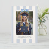 Preppy Blauwe Foto Afstuderen Aankondiging (Staand voorkant)