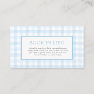Preppy Blauwe Gingham Wapen Boek Inlay Visitekaartje