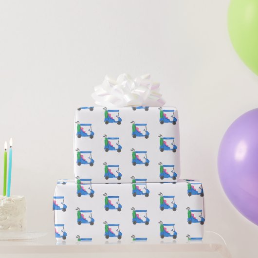 Preppy Blauwe Golfkar Golfer Cadeaupapier (Feestgeschenken)