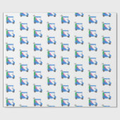 Preppy Blauwe Golfkar Golfer Cadeaupapier (Vlak)