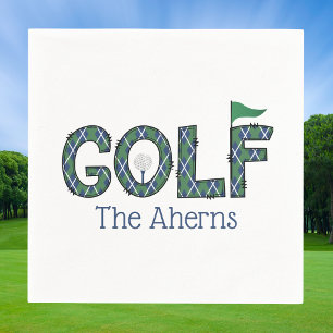 Preppy Blauwe & Groene Argyle Golf Custom Servet