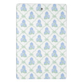 Preppy Blauwe & Groene Hortensia Monogram Mini Klembord (Achterkant)