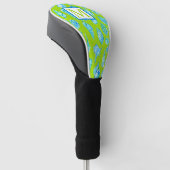Preppy blauwe kustschelpen limoenmonogram golfheadcover (Schuin)