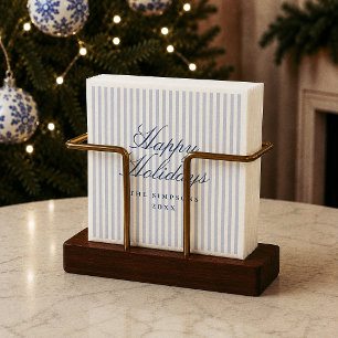 Preppy Blauwe Streep Kerstvakantie Servet