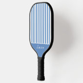 Preppy Blauwe Strepen met Naam Pickleball Paddle (Links)