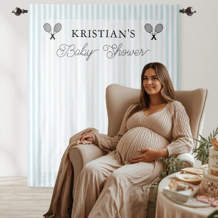 Preppy Blauwe Tennis Thema Baby Shower Achtergrond Wandkleed