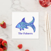 Preppy blauwe vis gepersonaliseerd servet (Insitu)