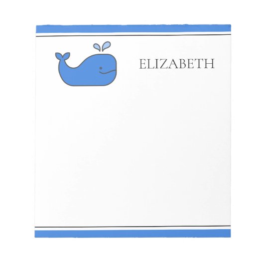 Preppy Blauwe Walvis Persoonlijk Notitieblok (Voorkant)