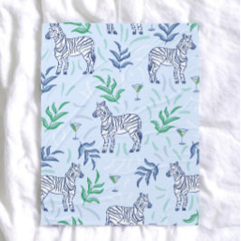 Preppy Blauwe Zebra Martini / Olijf Cocktail Desig Fleece Deken