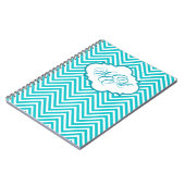 Preppy Blauwgroen Chevron Script Monogram Notitieb Notitieboek (Linkerzijde)