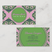 Preppy Bleek Roze, Groen & Blauw Damask Visitekaartje (Voorkant / Achterkant)