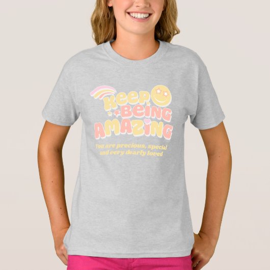 Preppy blijven geweldige slogan smilie gezicht t-shirt (Voorkant)